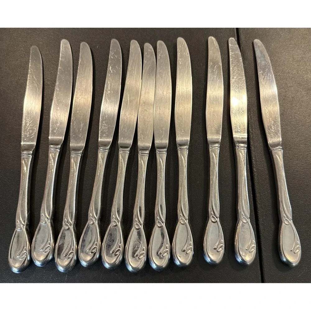 Oneida Deluxe Calla Lily Dinner Knives Knife Stainless Steel Vintage Set‎ Of 11